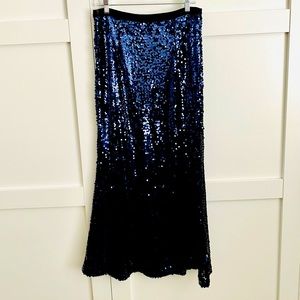 Carmen Marc Valvo Navy Blue Sequin Skirt